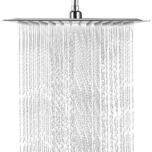 Regendusche Duschkopf Poliert Anti-Kalk-Düsen Slim Rund 30cm 12Zoll Edelstahl